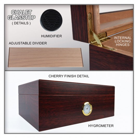 Cabana Glasstop Humidor (CHERRY)