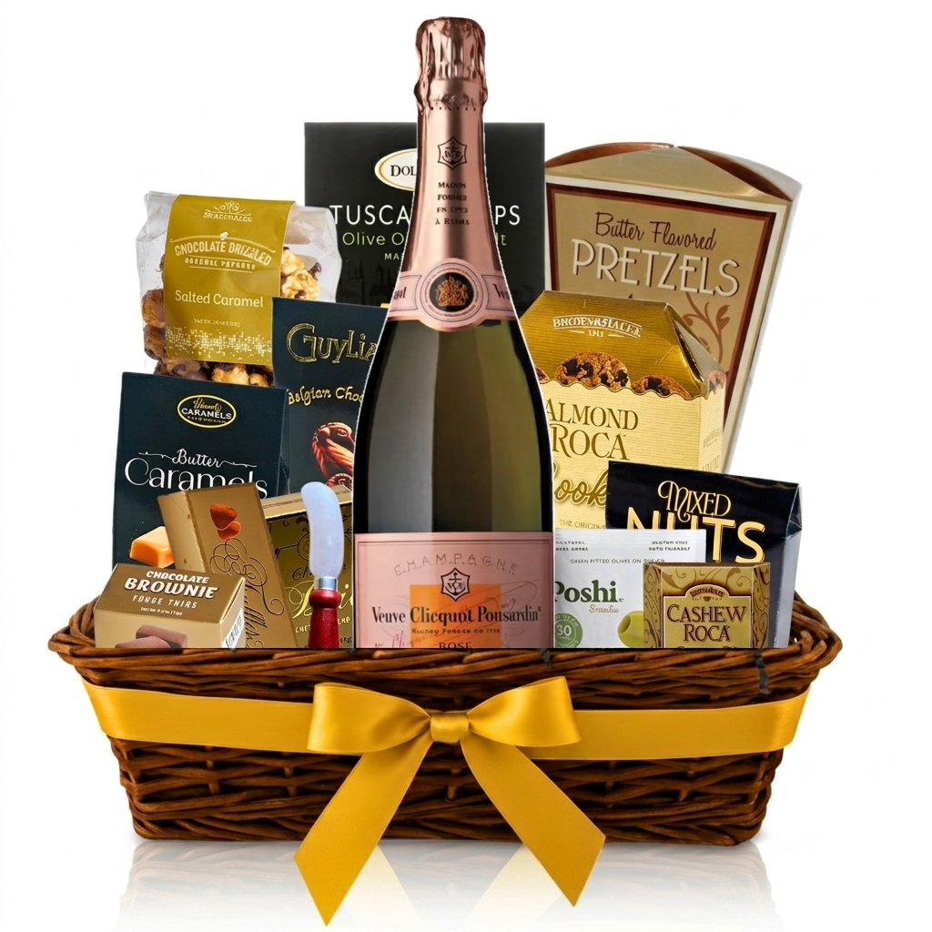 Veuve Clicquot Rose Gift Basket | Personalized Champagne by