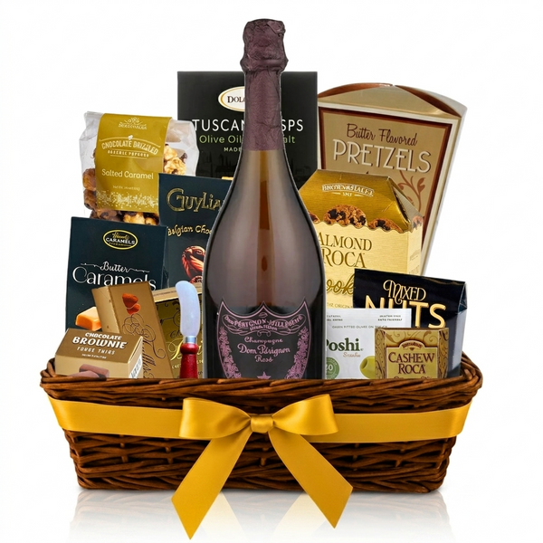Dom Pérignon Rose Gift Basket | Personalized Champagne by engraveVine