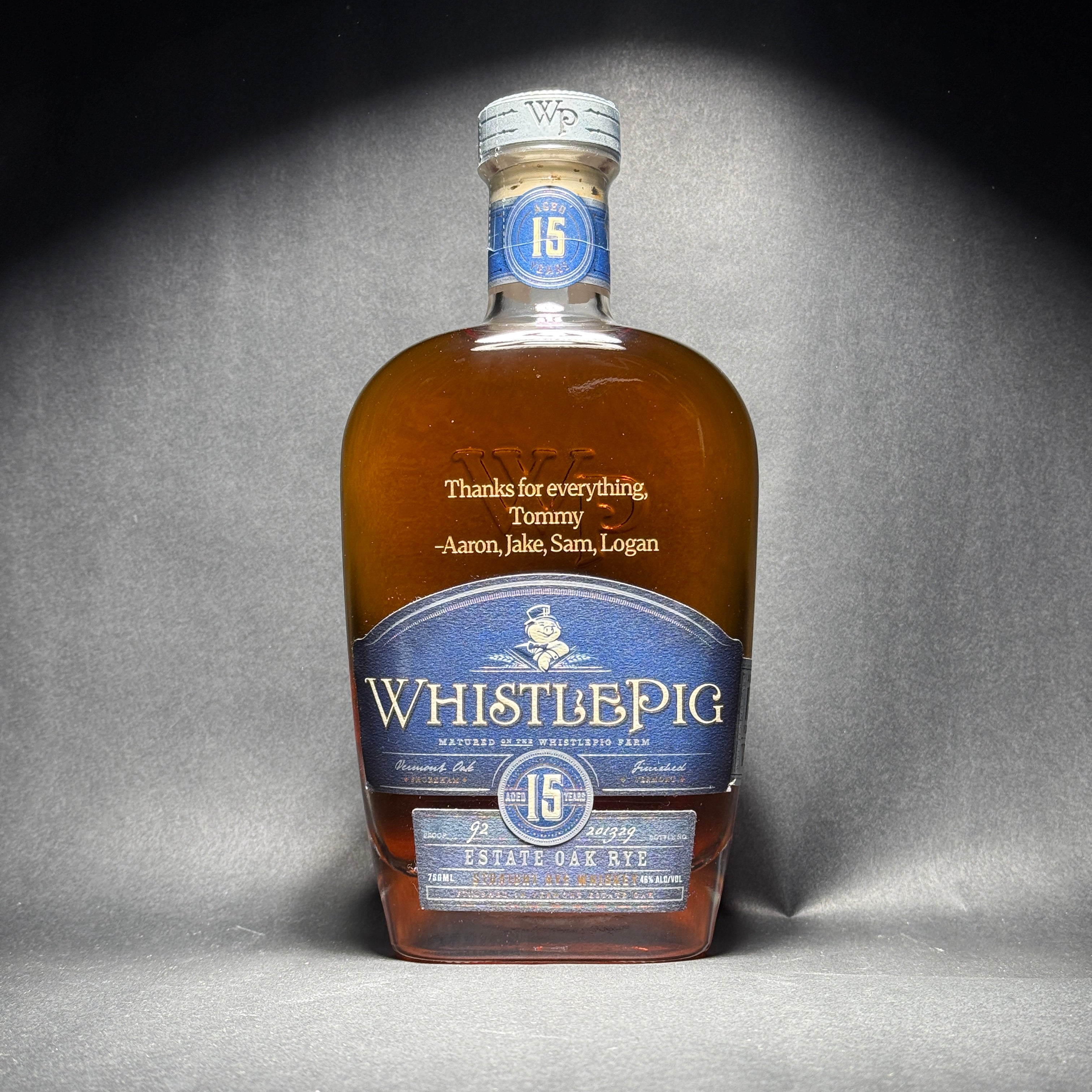 Engraved WhistlePig 15 Year Straight Rye - Personalized Gift