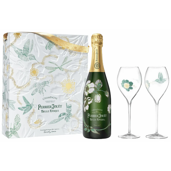 Engraved Perrier-Jouet Belle Epoque Brut Gift Set w/ 2 Glasses