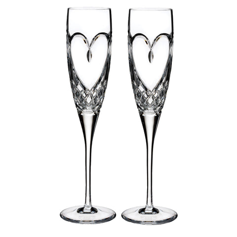 Engraved Waterford True Love Champagne Flute Pair